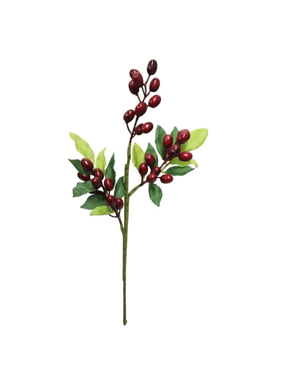 Rustic Red Berry Stem 13.5 Inch Artificial Cranberry Branch Farmhouse Lodge Cabi